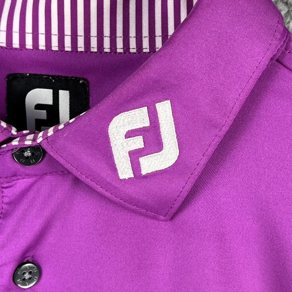 FootJoy FJ Golf Men's Polo Shirt‎ Collar Logo PINK Magenta Ironwood Golf Club